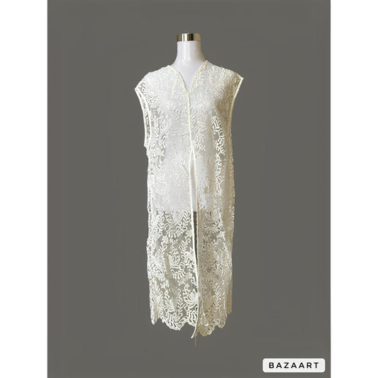 White Long Top with Lace